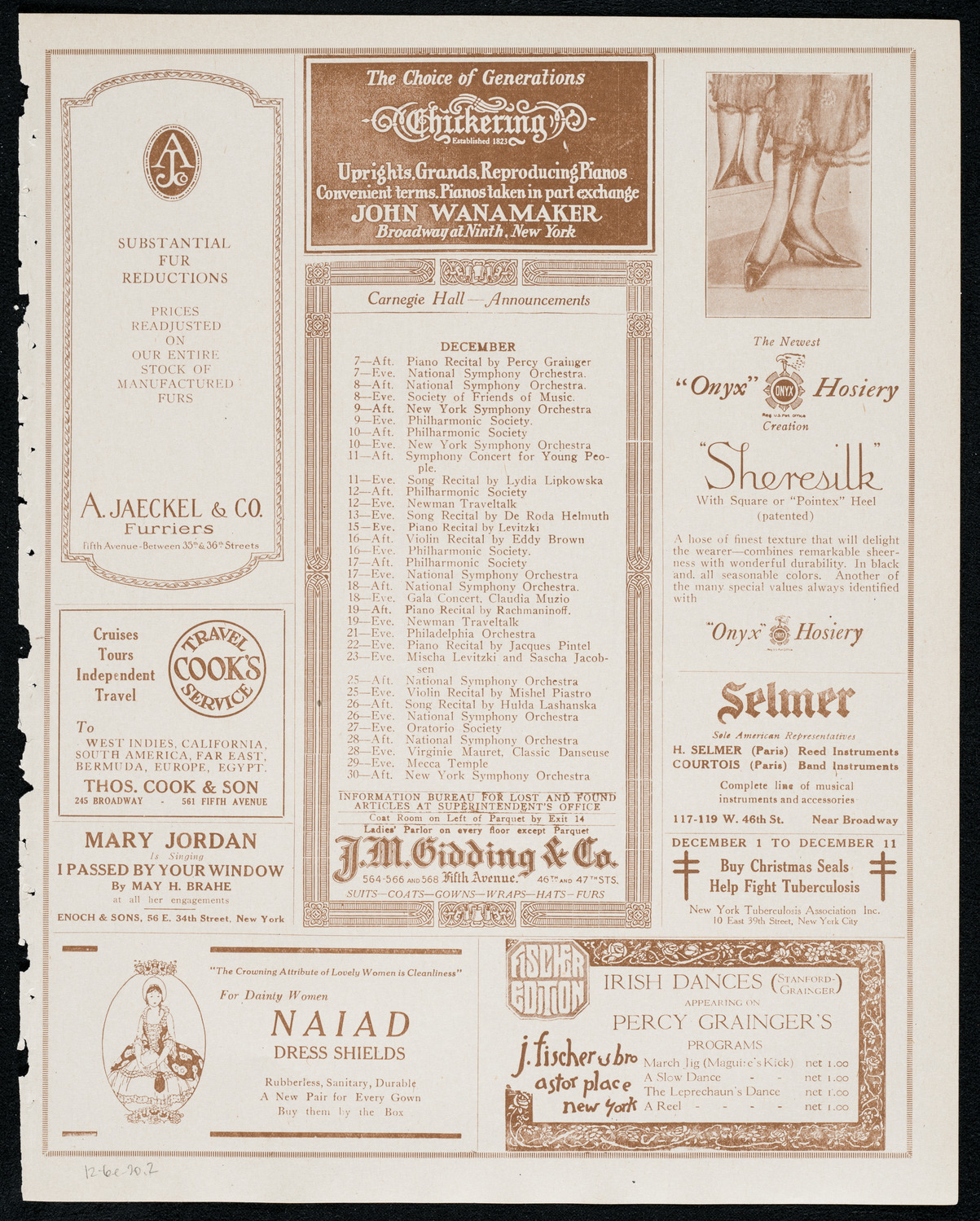 Duci de Kerekjarto, Violin, December 6, 1920, program page 3