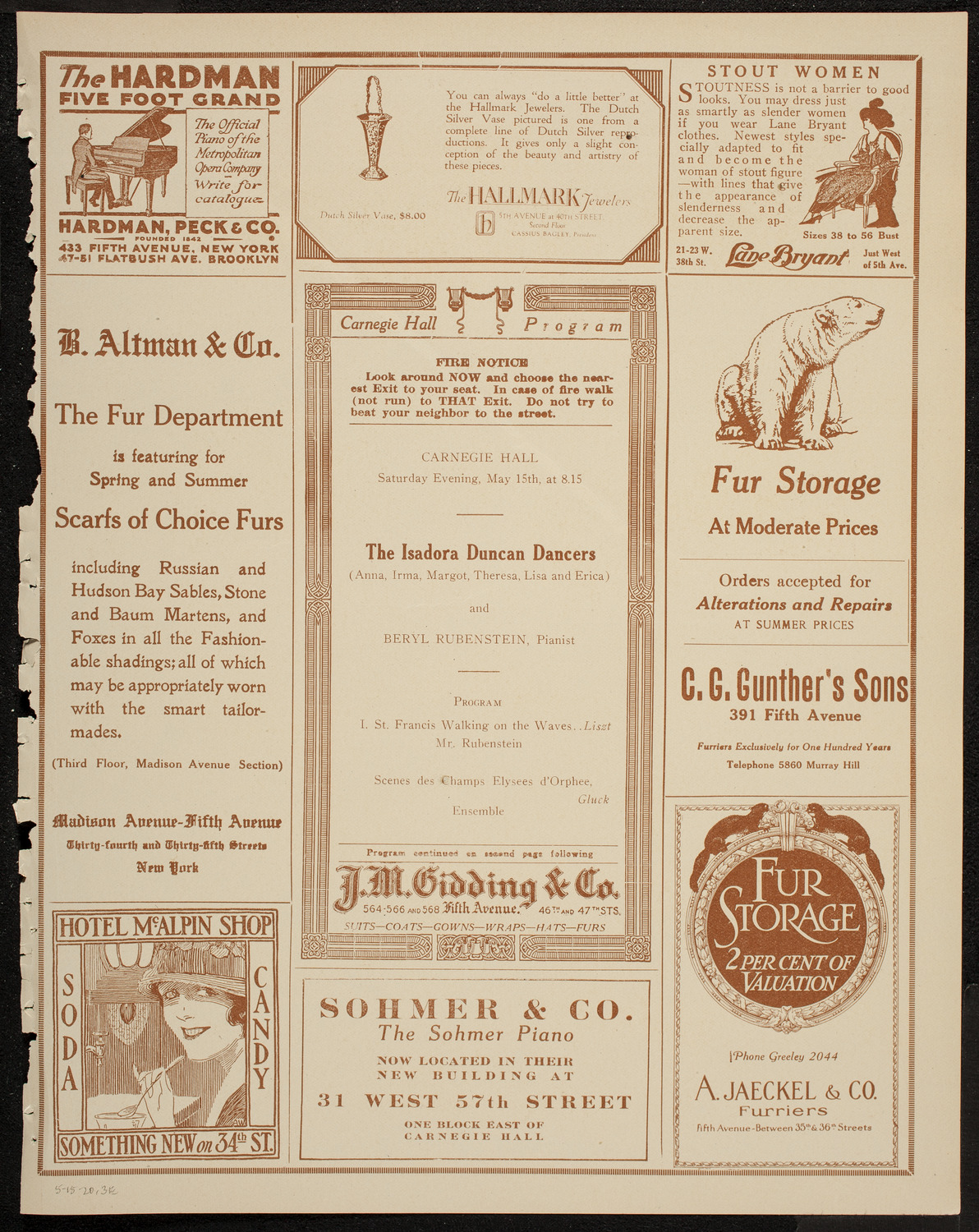 Isadora Duncan Dancers, May 15, 1920, program page 5