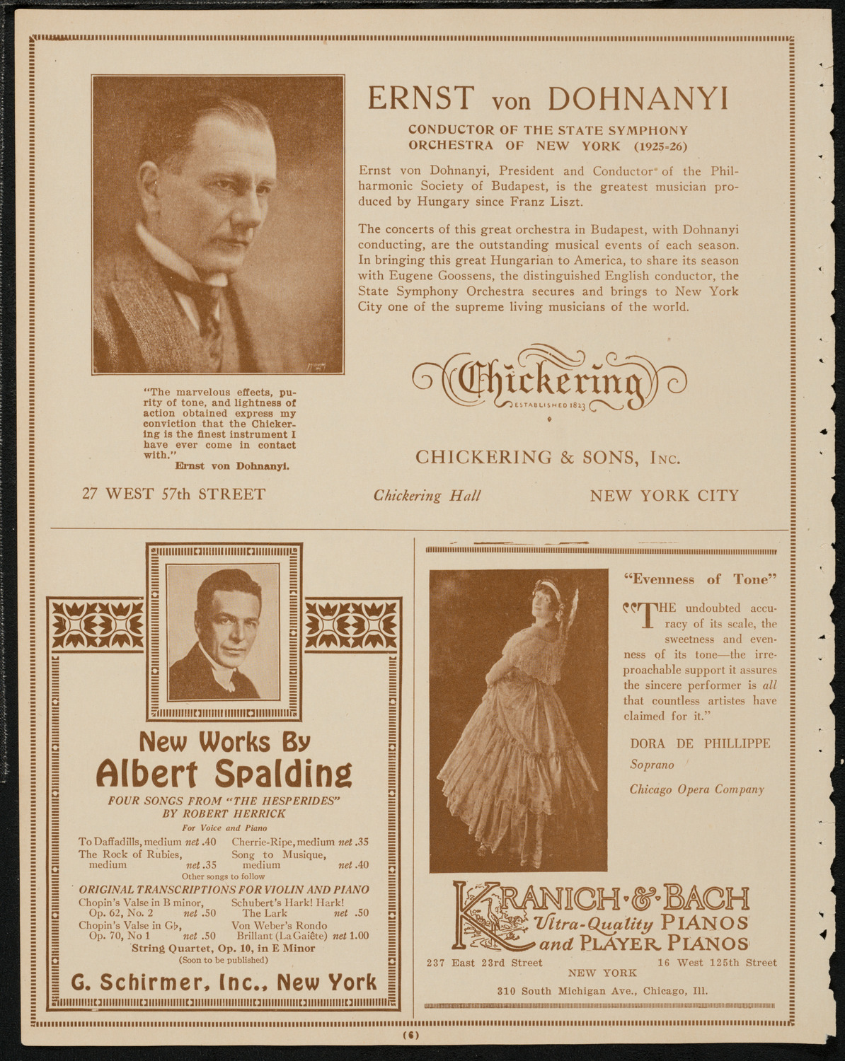 Mischa Elman, Violin, April 26, 1925, program page 6