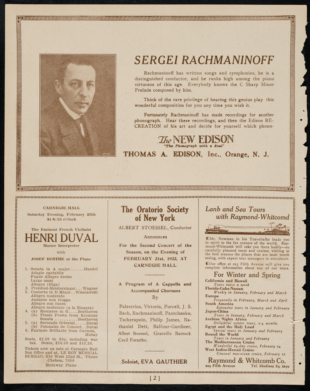 Burton Holmes Travelogue: Venice, February 12, 1922, program page 2