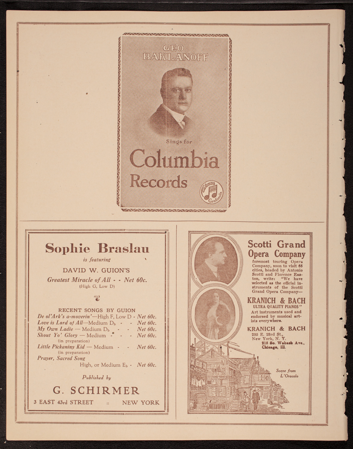 George Baklanoff, Baritone, November 8, 1919, program page 6
