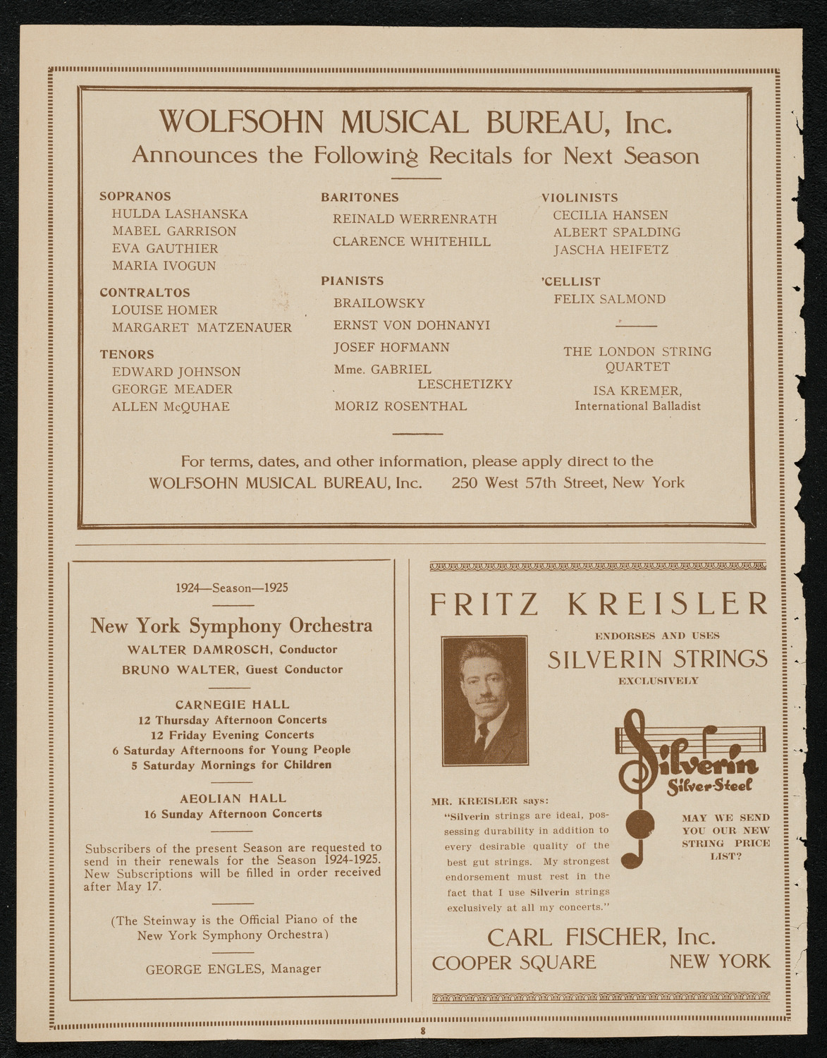 Loubet Symphony Orchestra, May 1, 1924, program page 8