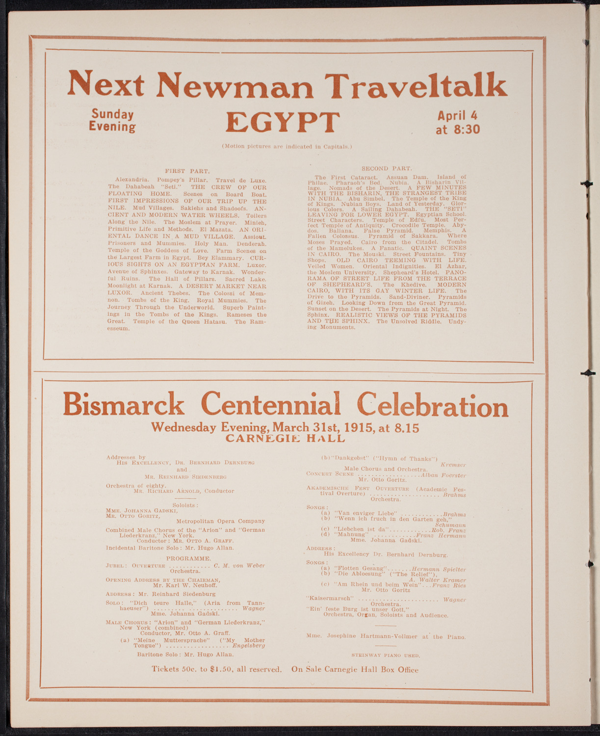 Newman Traveltalks: The Holy Land, March 28, 1915, program page 10