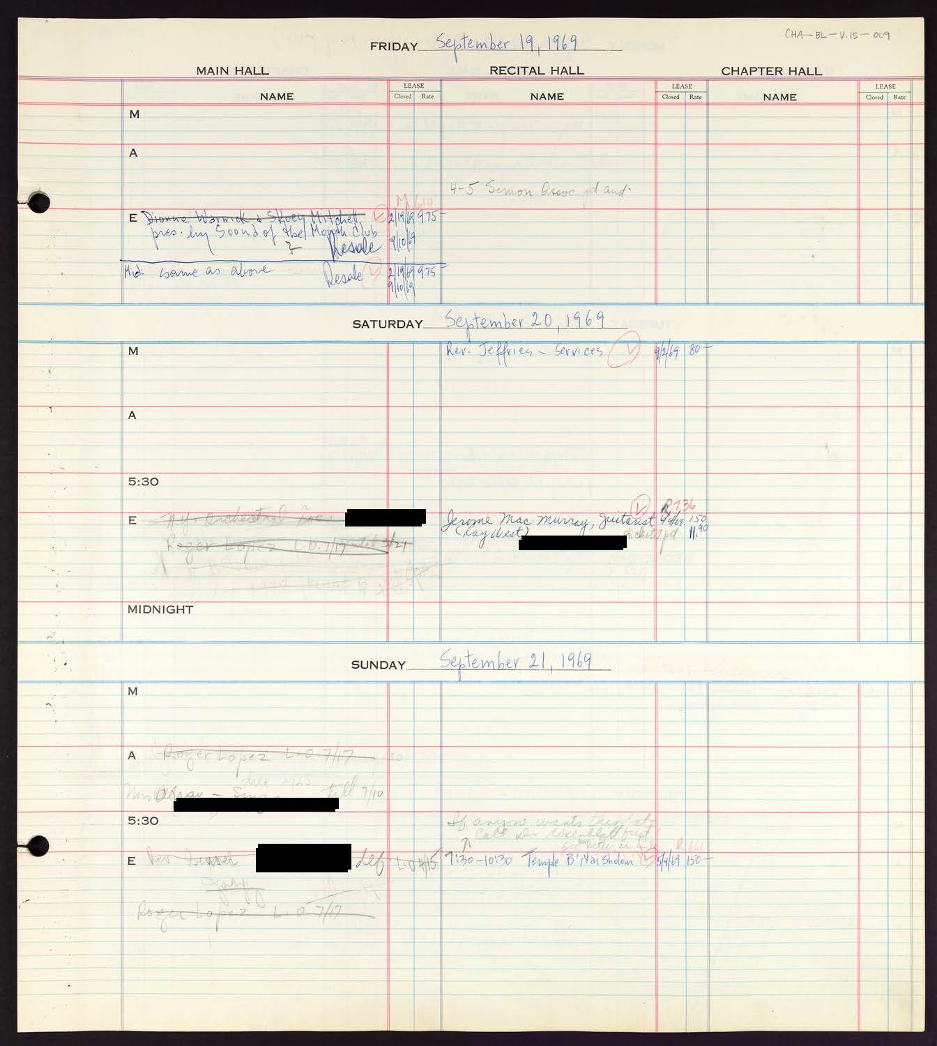 Carnegie Hall Booking Ledger, volume 15, page 9