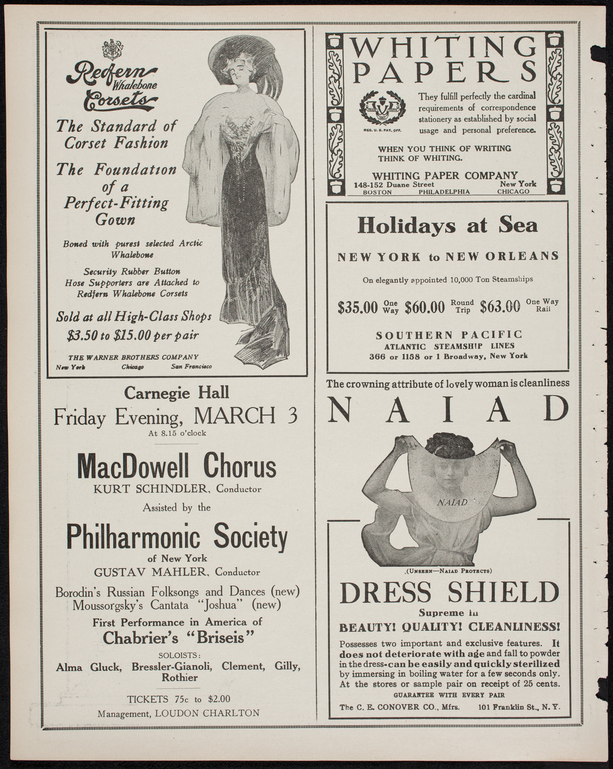 Isadora Duncan, Dancer, with the New York Symphony Orchestra, March 2, 1911, program page 2