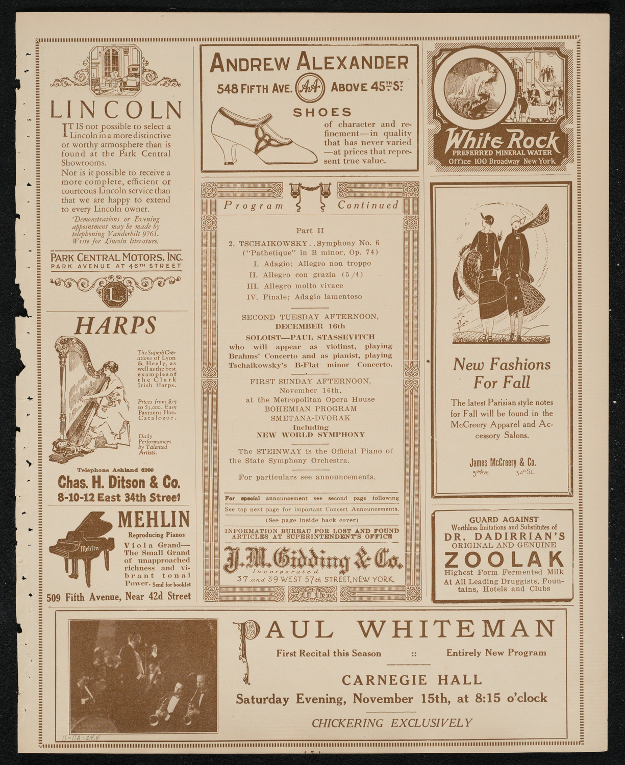 State Symphony Orchestra of New York, November 11, 1924, program page 7