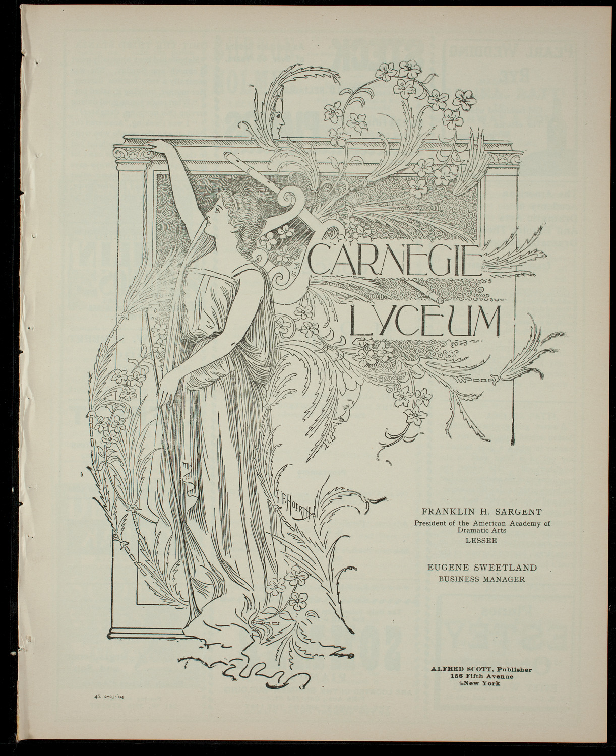 M.B. de Bor with others, February 23, 1904, program page 1