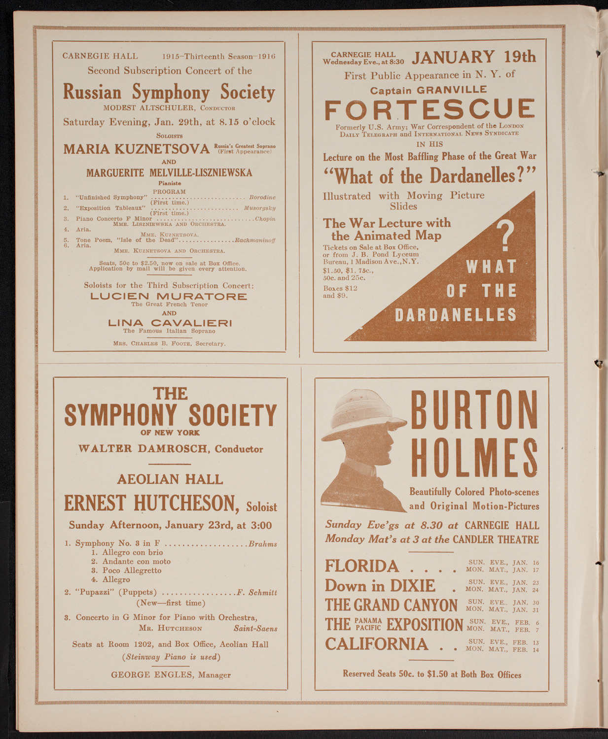 John McCormack, Tenor, January 16, 1916, program page 8