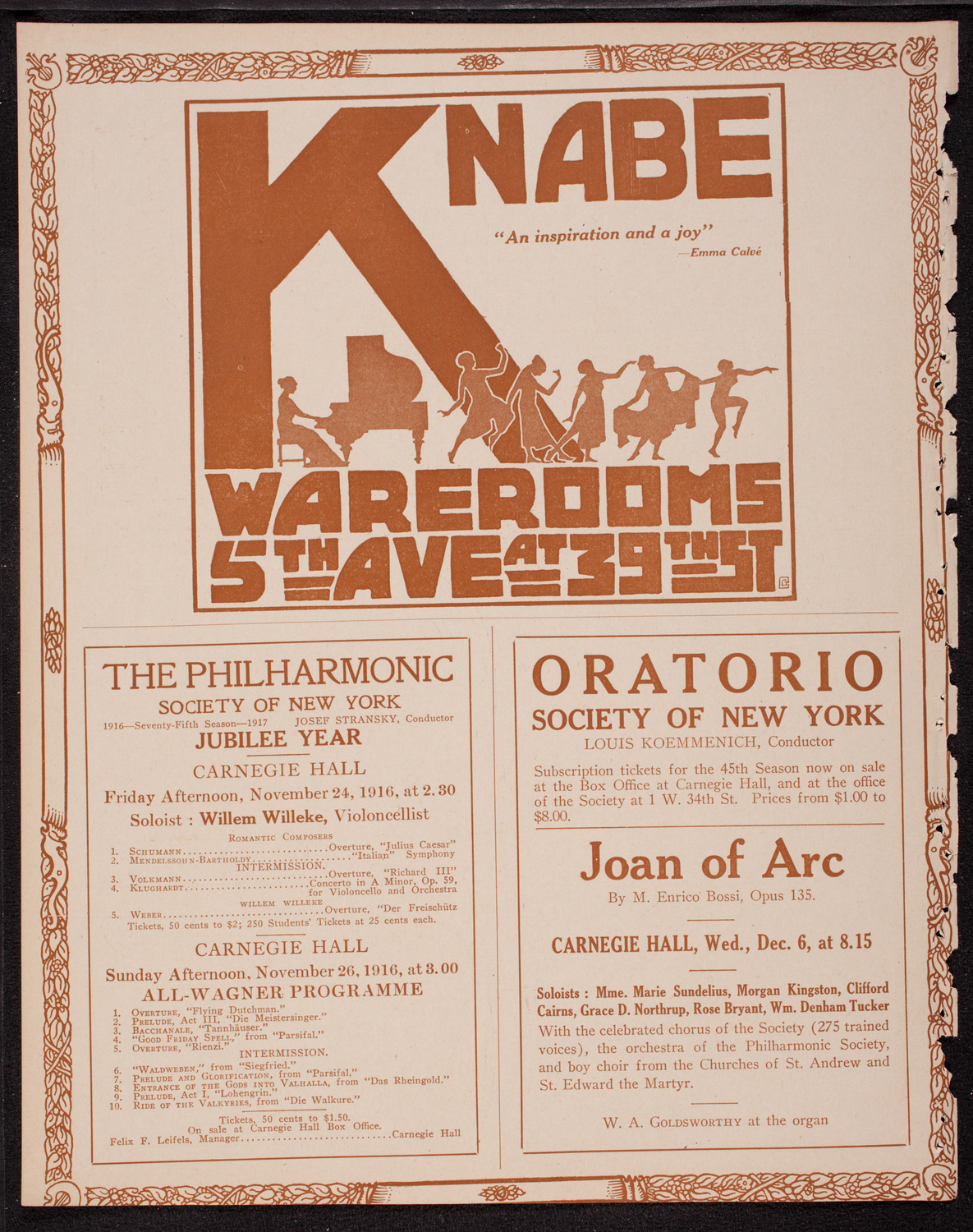 Fritz Kreisler, Violin, November 19, 1916, program page 14