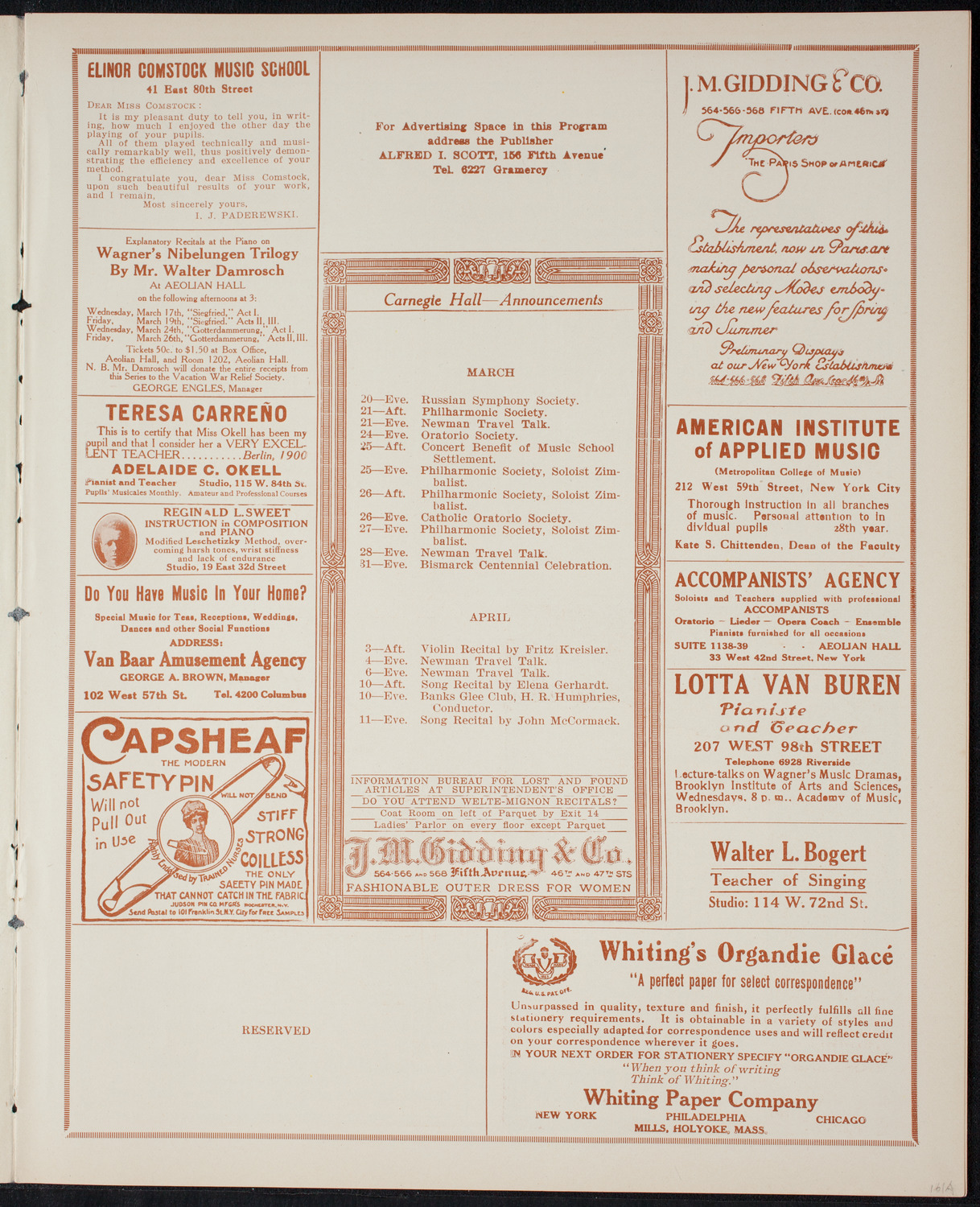 Boston Symphony Orchestra, March 20, 1915, program page 3