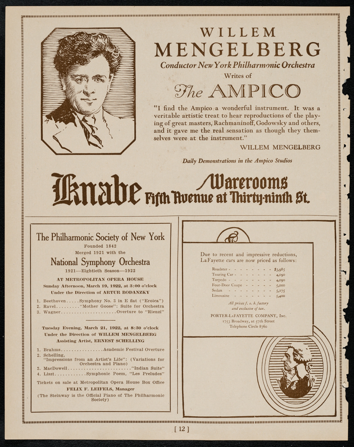 Boston Symphony Orchestra, March 18, 1922, program page 12