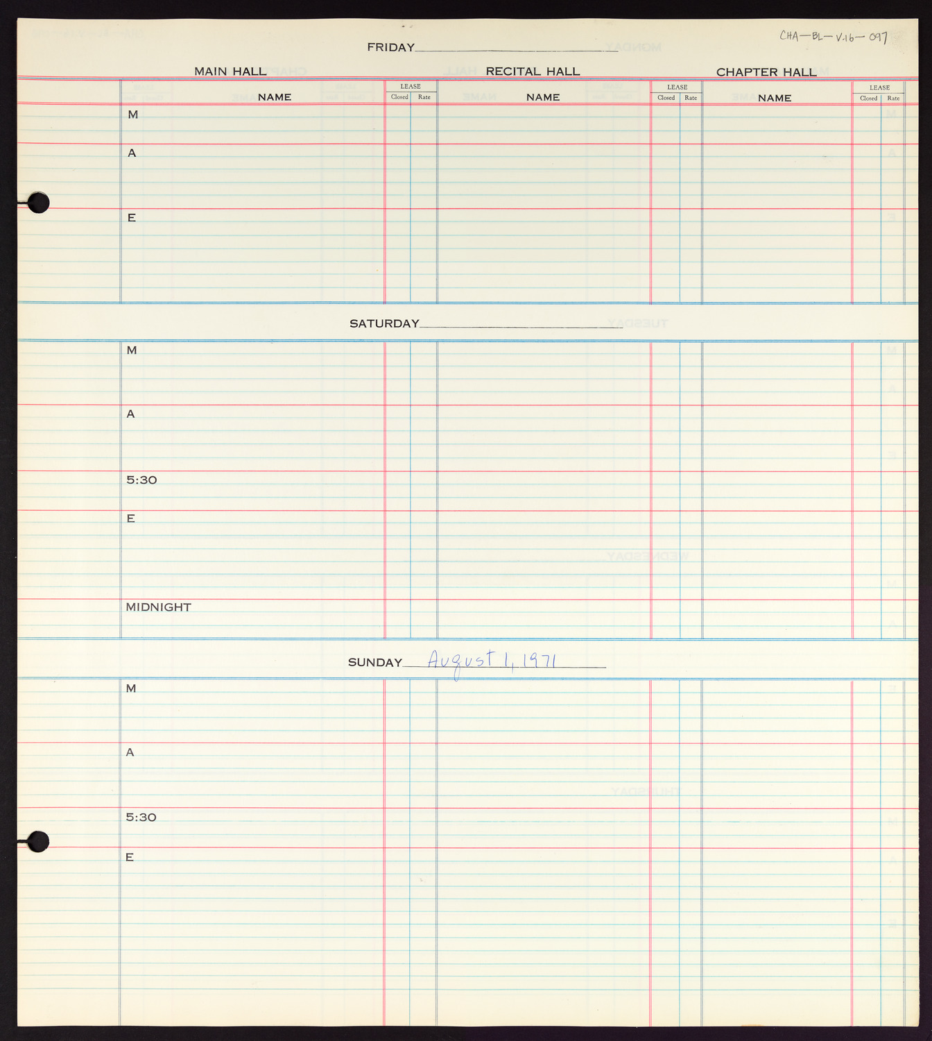 Carnegie Hall Booking Ledger, volume 16, page 97