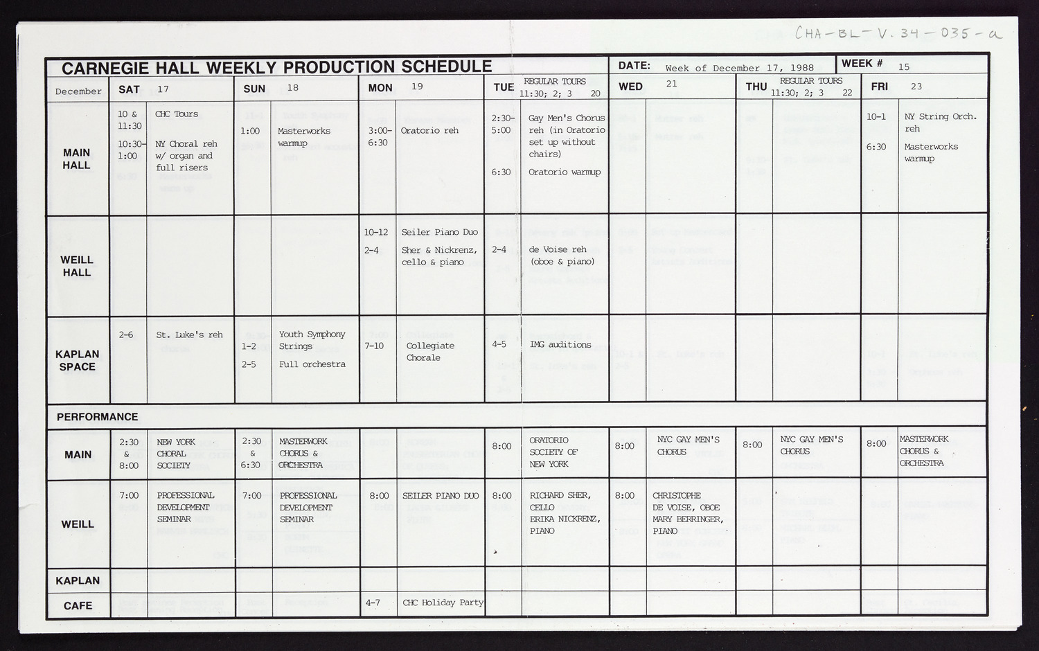 Carnegie Hall Booking Ledger, volume 34, page 35a