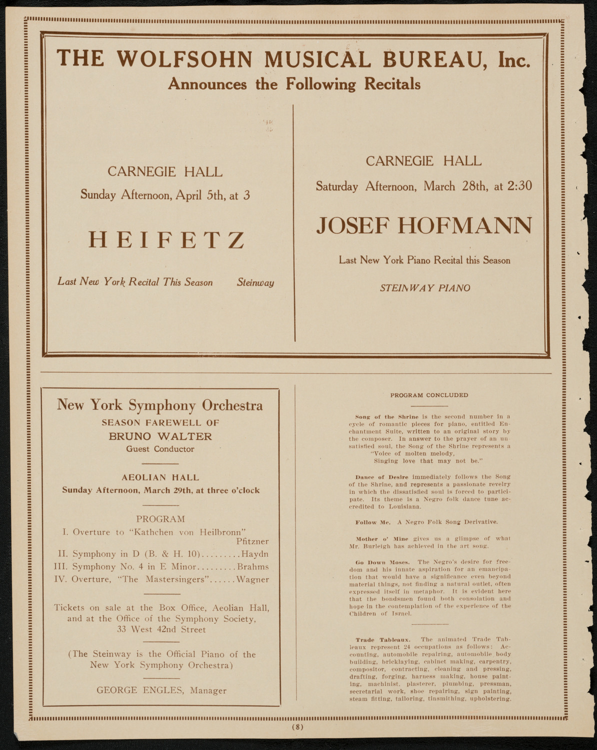 Tuskegee-Hampton Benefit Concert: Songs and Scenes from Dixie, March 23, 1925, program page 8