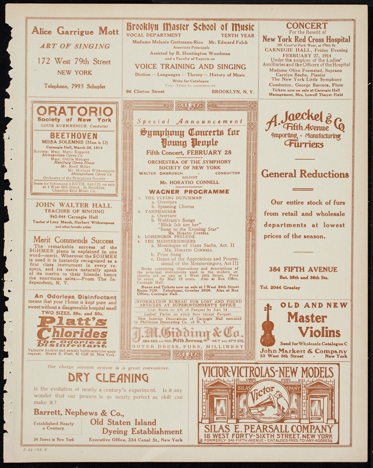 New York Philharmonic, February 26, 1914, program page 9