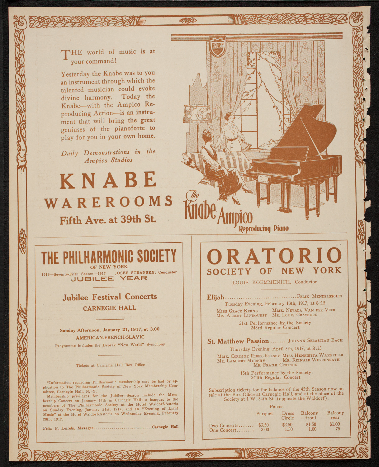 New York Philharmonic, January 20, 1917, program page 12