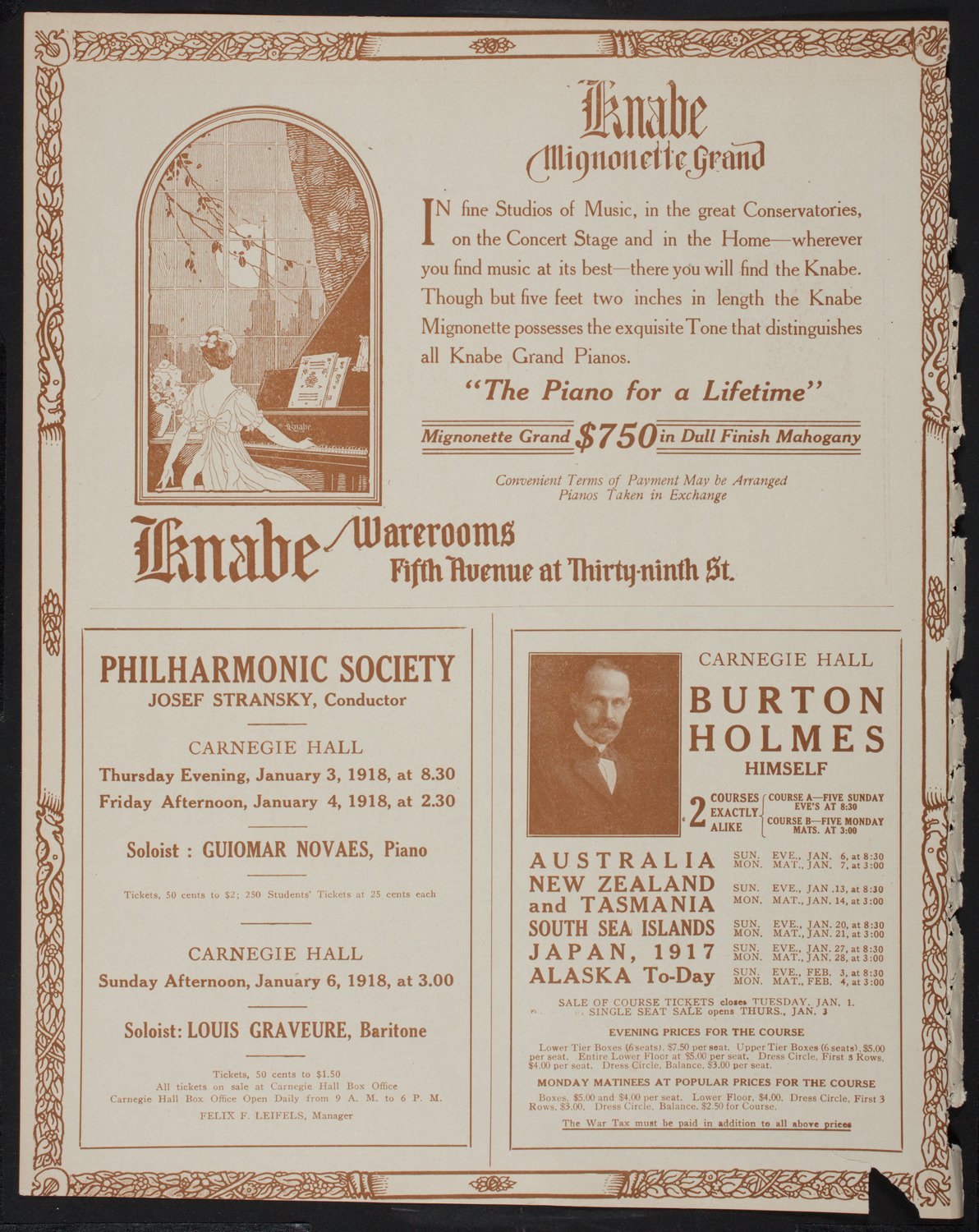 Jascha Heifetz, Violin, January 1, 1918, program page 14