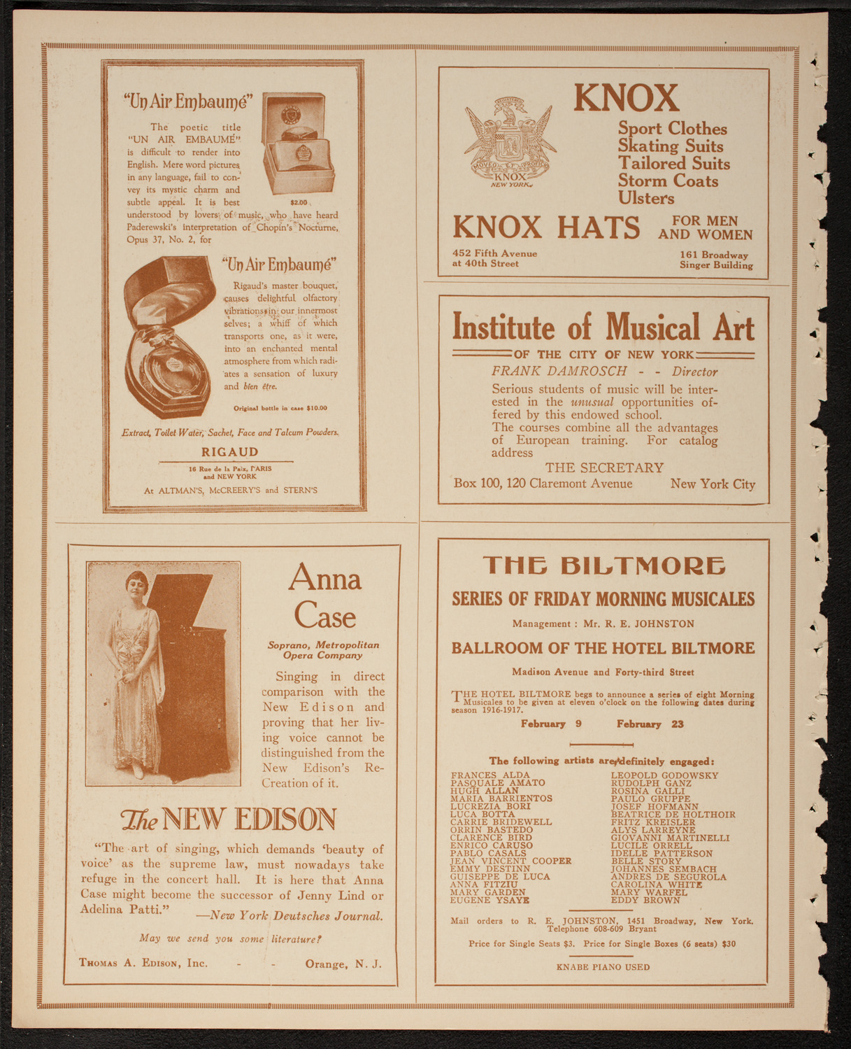 New York Philharmonic, February 9, 1917, program page 2