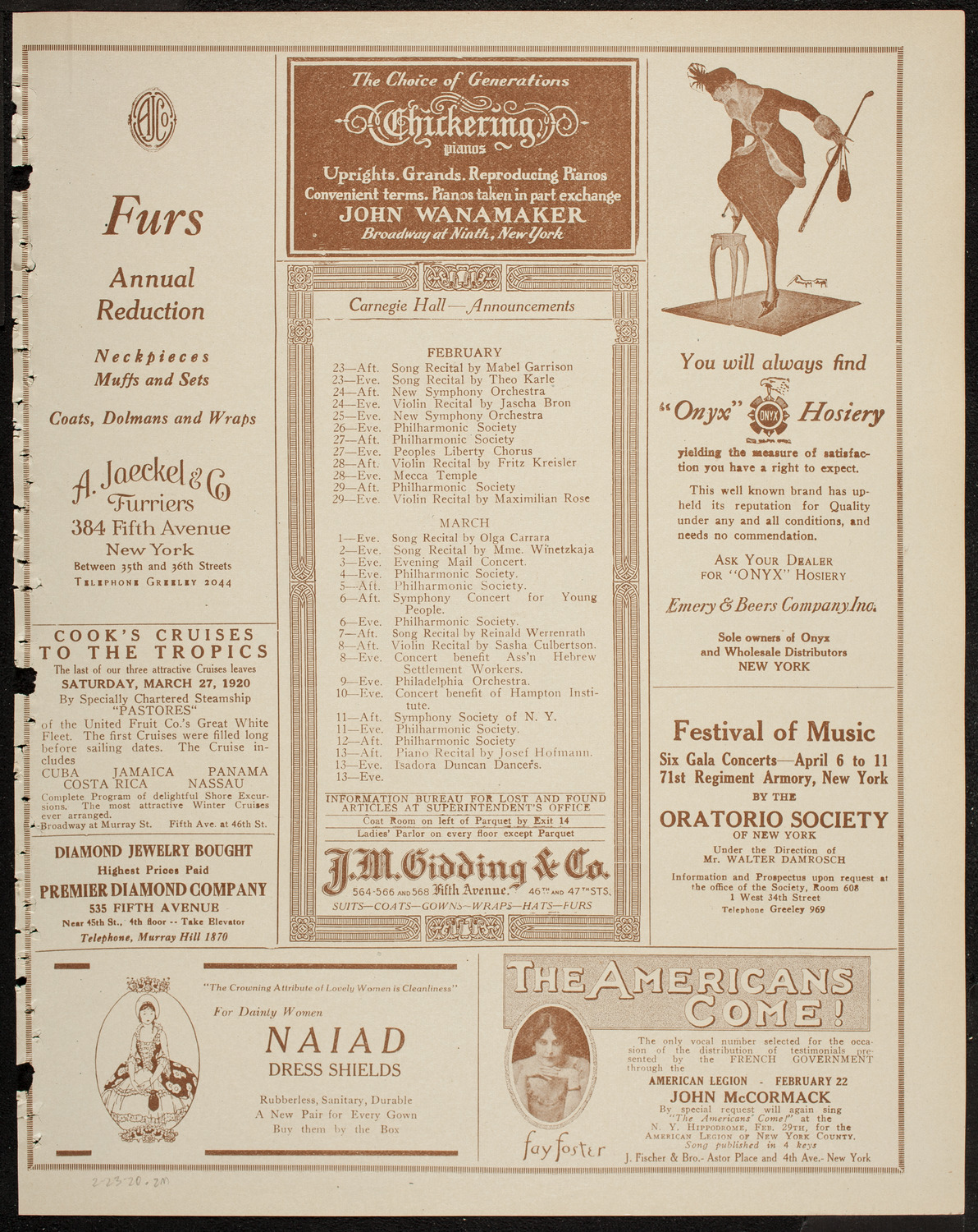 Patriotic Meeting to Commemorate the Birthday of George Washington, February 23, 1920, program page 3