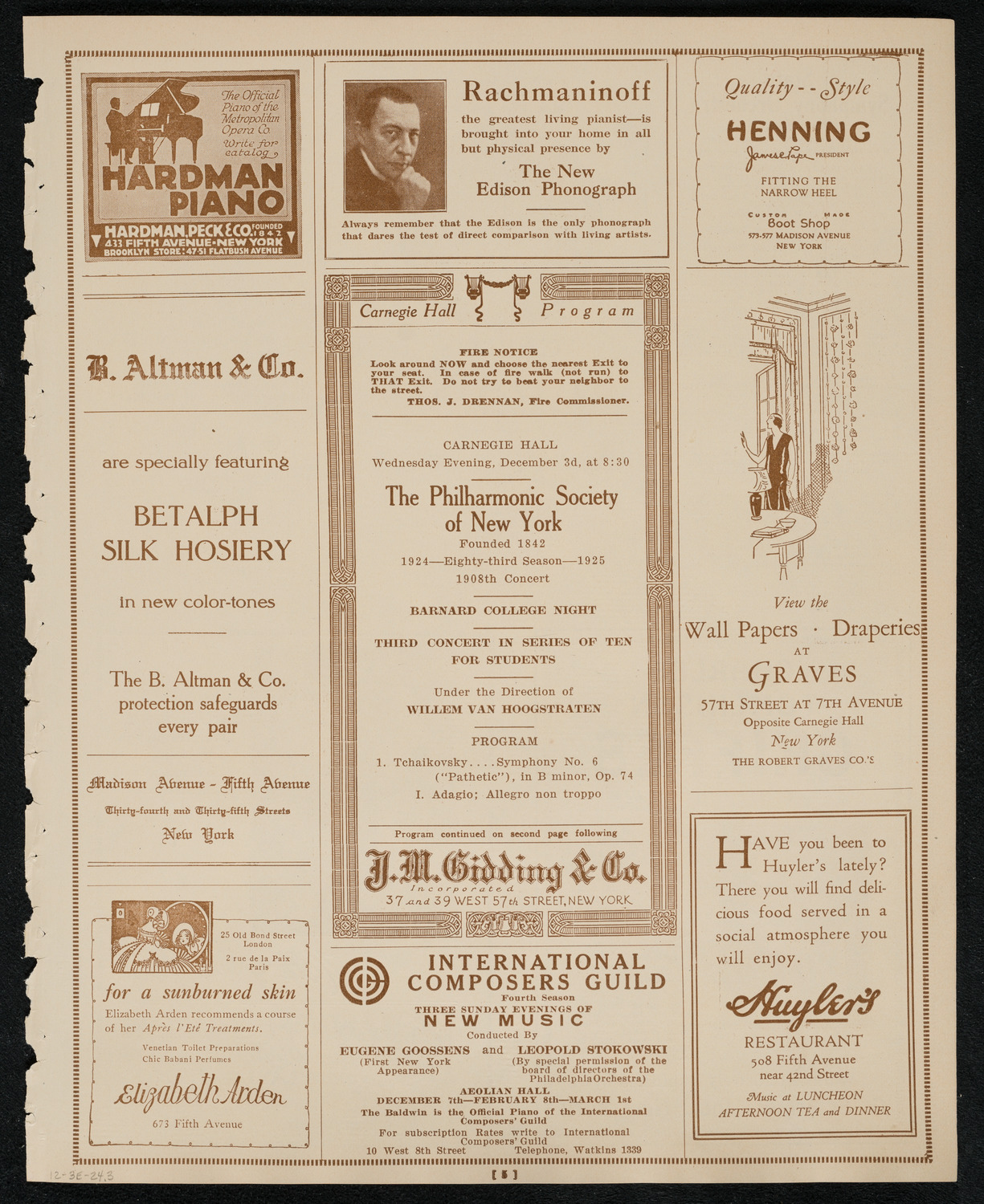 New York Philharmonic Students' Concert, December 3, 1924, program page 5