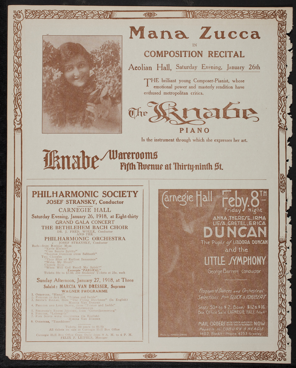 New York Philharmonic, January 25, 1918, program page 12