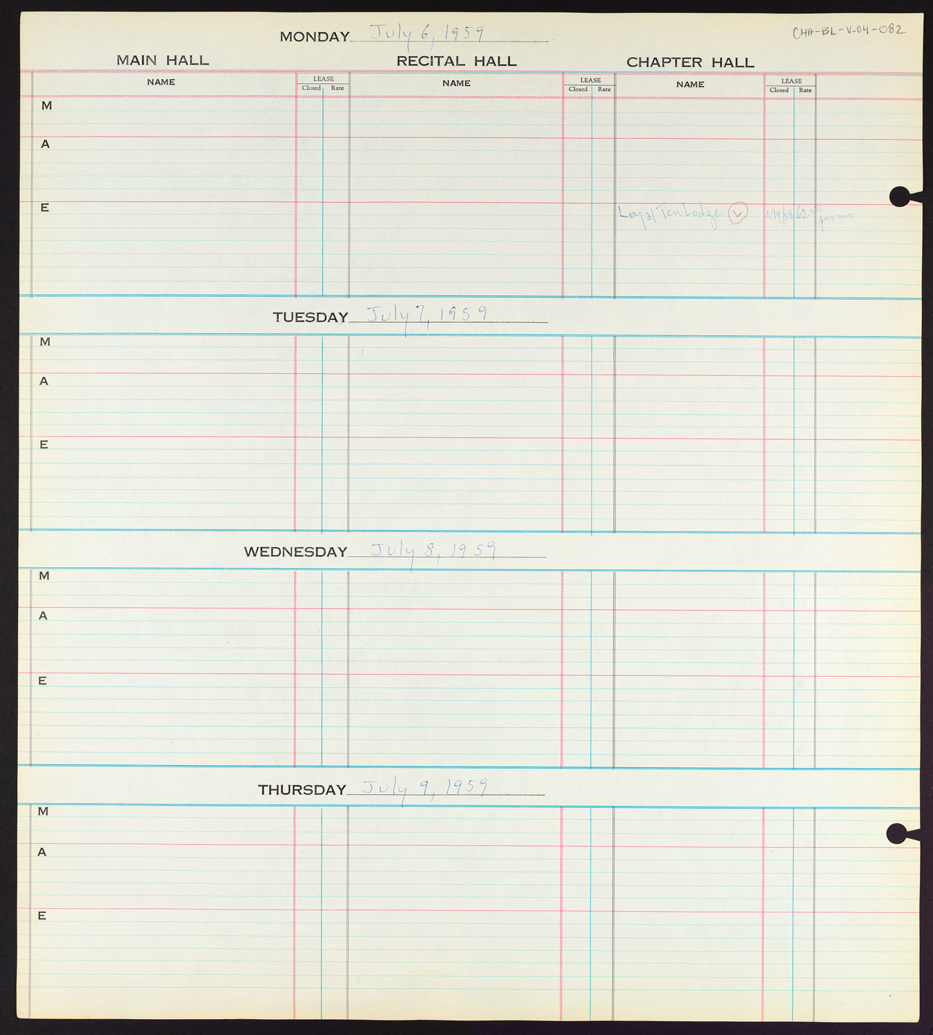 Carnegie Hall Booking Ledger, volume 4, page 82