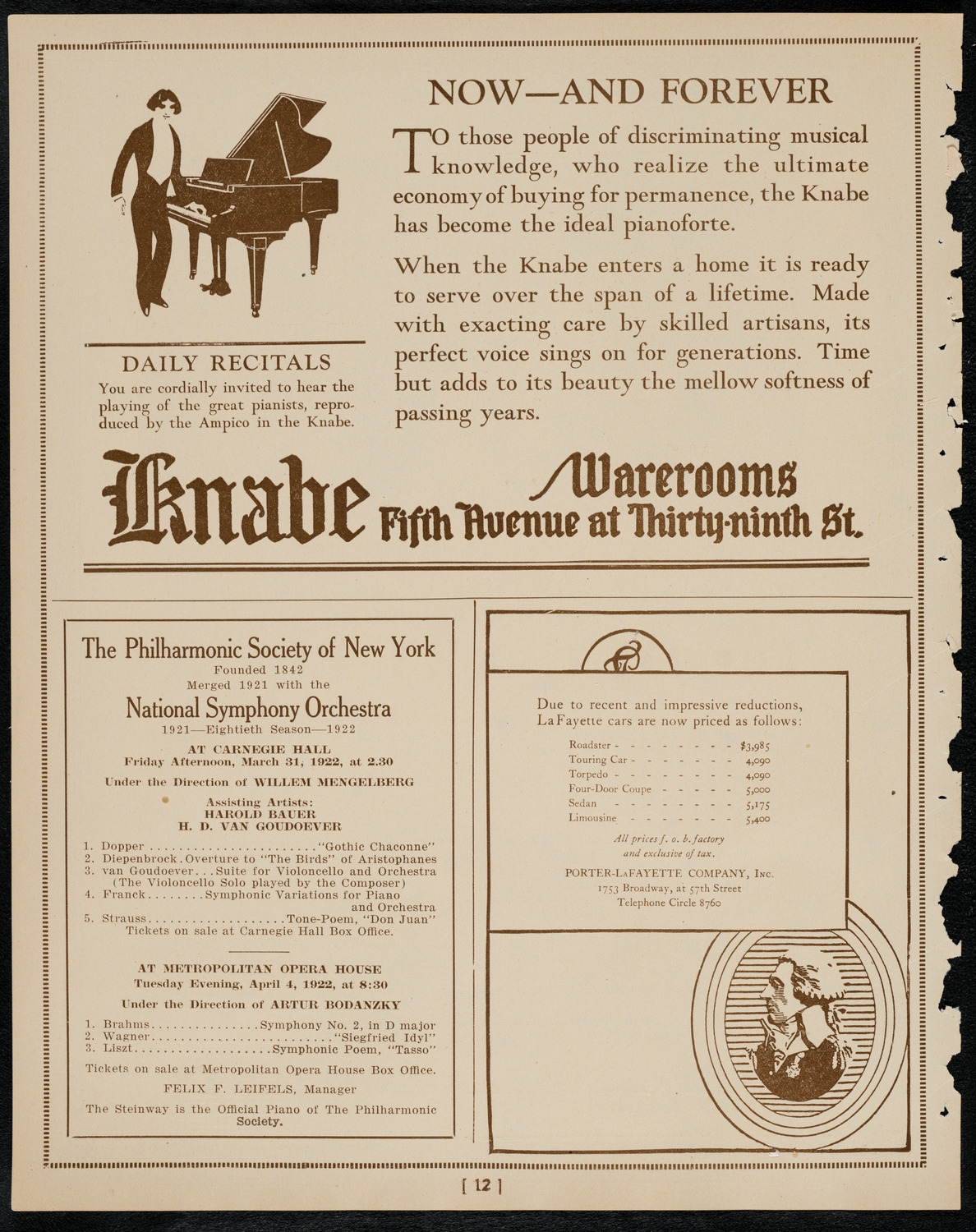 New York Philharmonic, March 30, 1922, program page 12