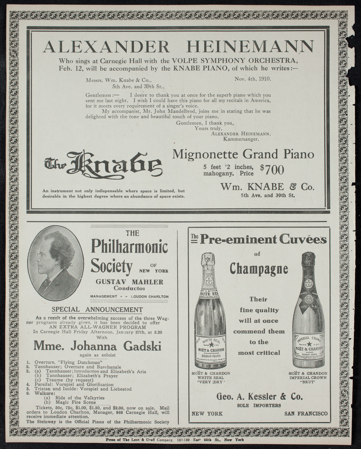 Marcella Sembrich, Soprano, January 24, 1911, program page 12