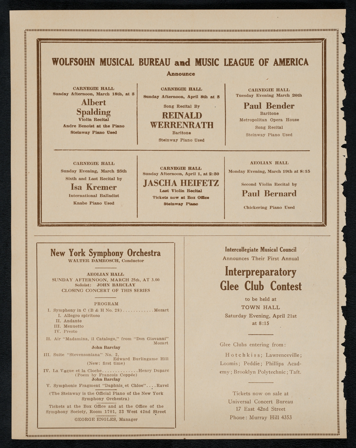 Schola Cantorum of New York, March 14, 1923, program page 8