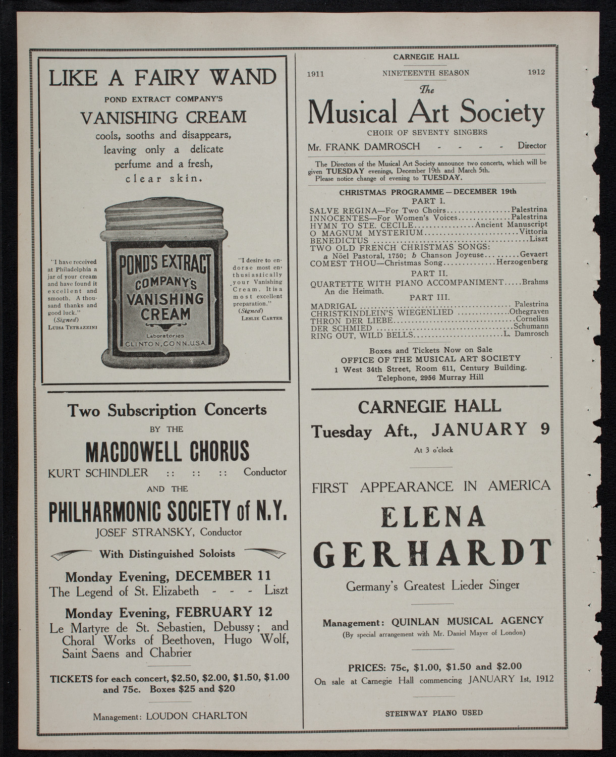 Boston Symphony Orchestra, December 7, 1911, program page 8