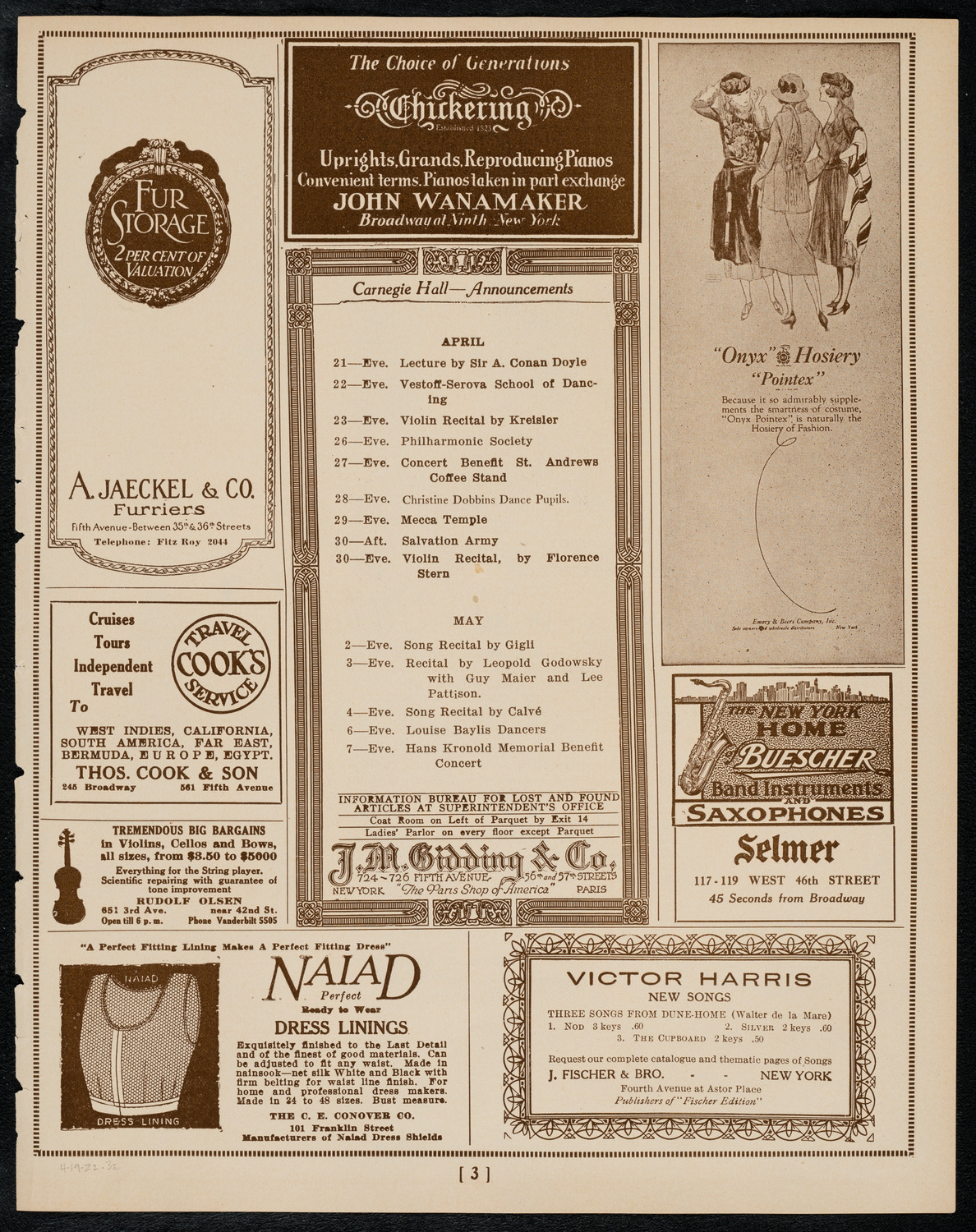 New York Banks' Glee Club, April 19, 1922, program page 3