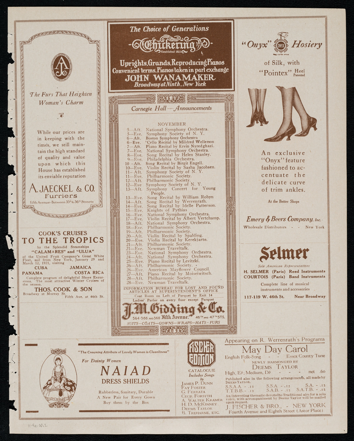 Boston Symphony Orchestra, November 4, 1920, program page 3