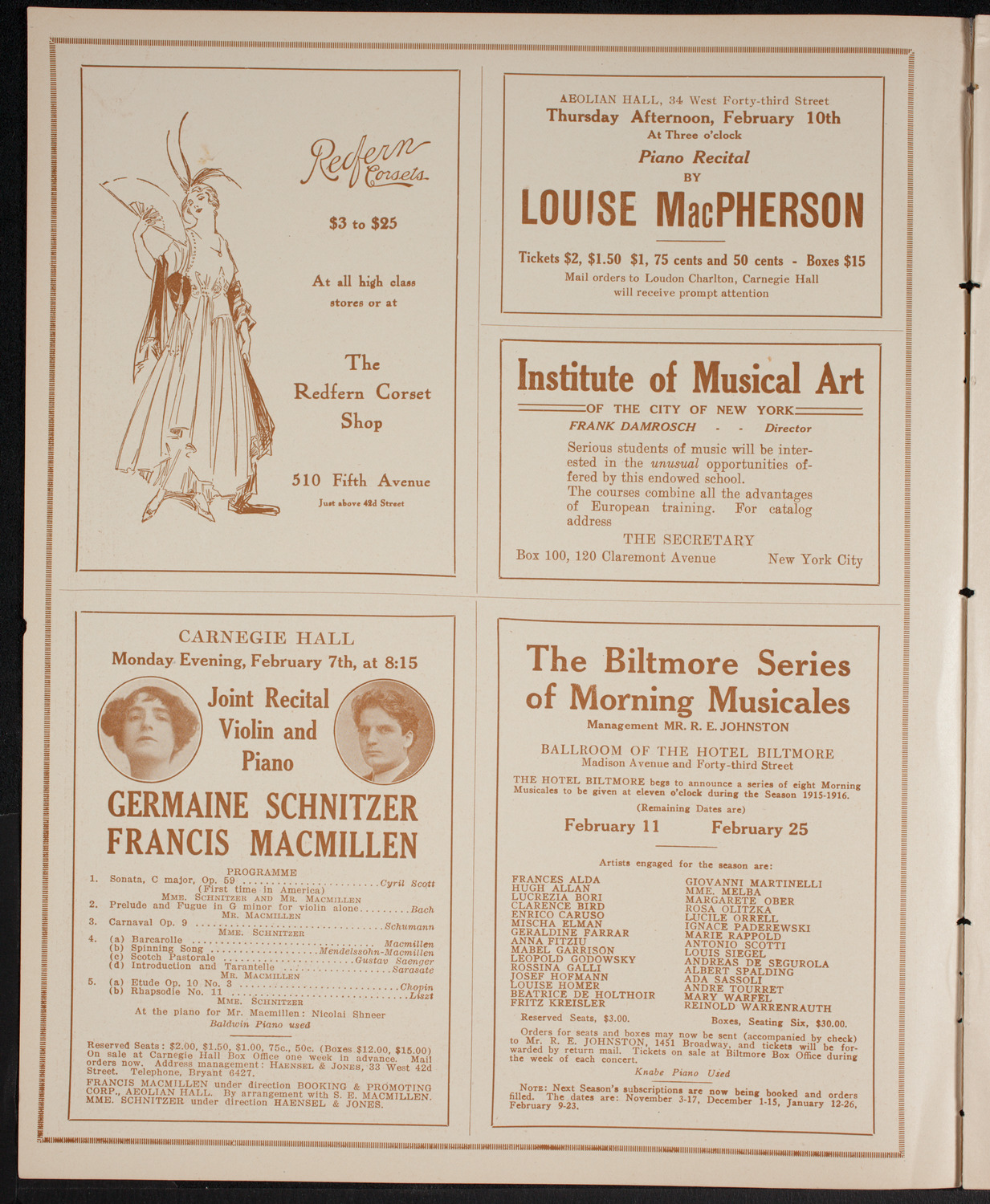 People's Symphony Concert, February 3, 1916, program page 2