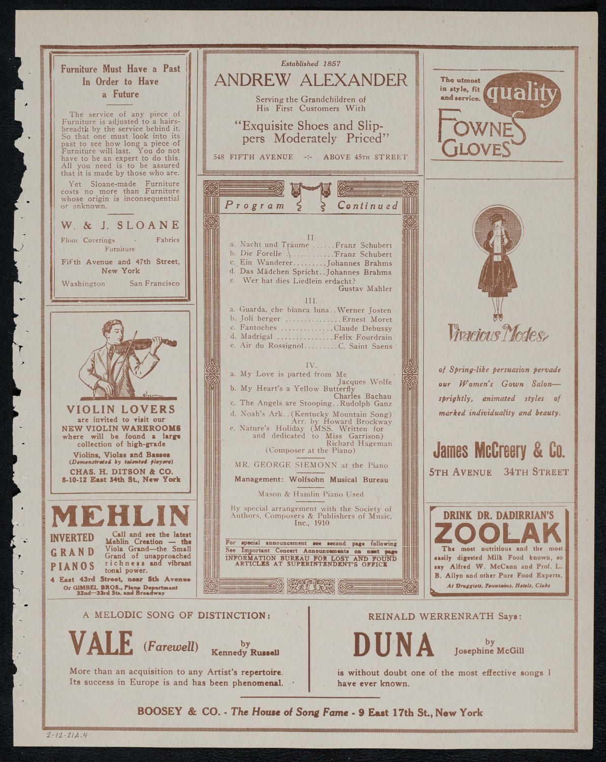 Mabel Garrison, Soprano, February 12, 1921, program page 7
