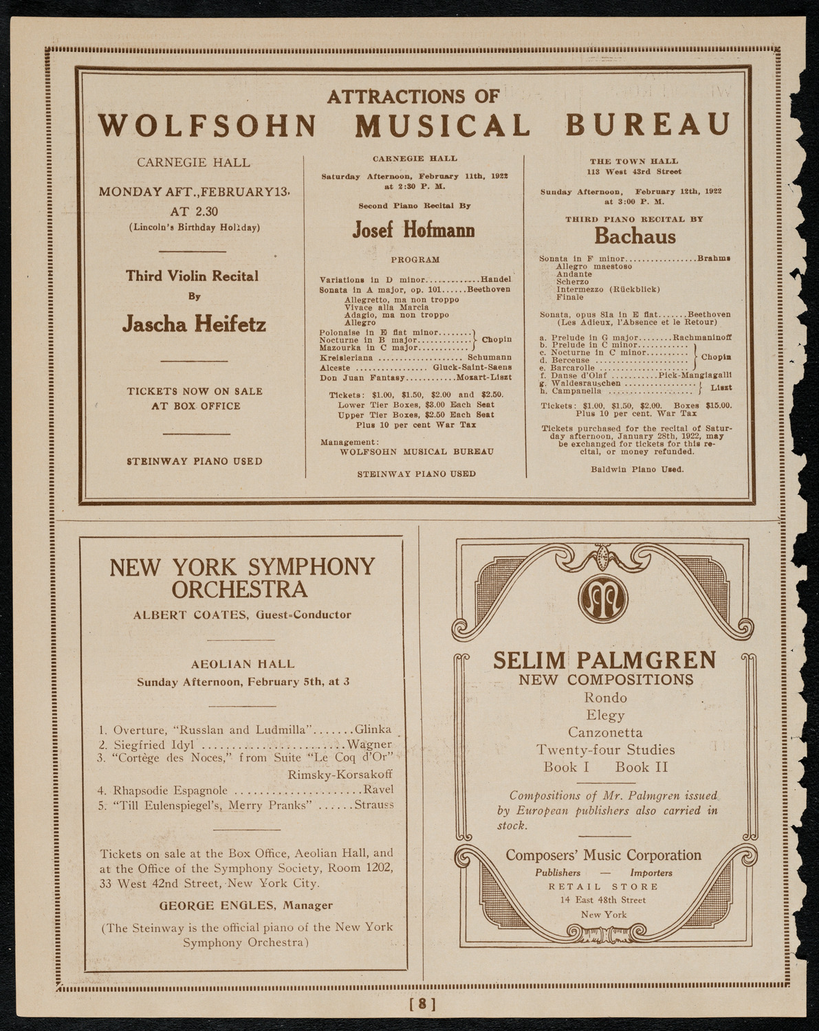 Frances Alda, Soprano, January 31, 1922, program page 8