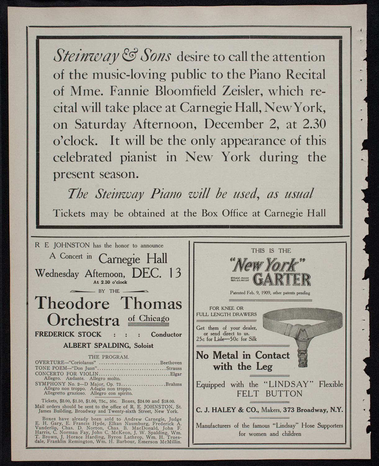 Benefit: St. Mark's Hospital, December 1, 1911, program page 4