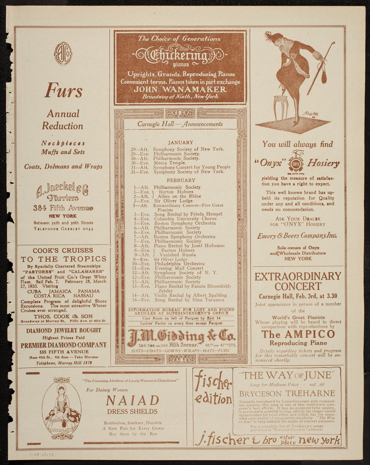 New Symphony Orchestra, January 28, 1920, program page 3