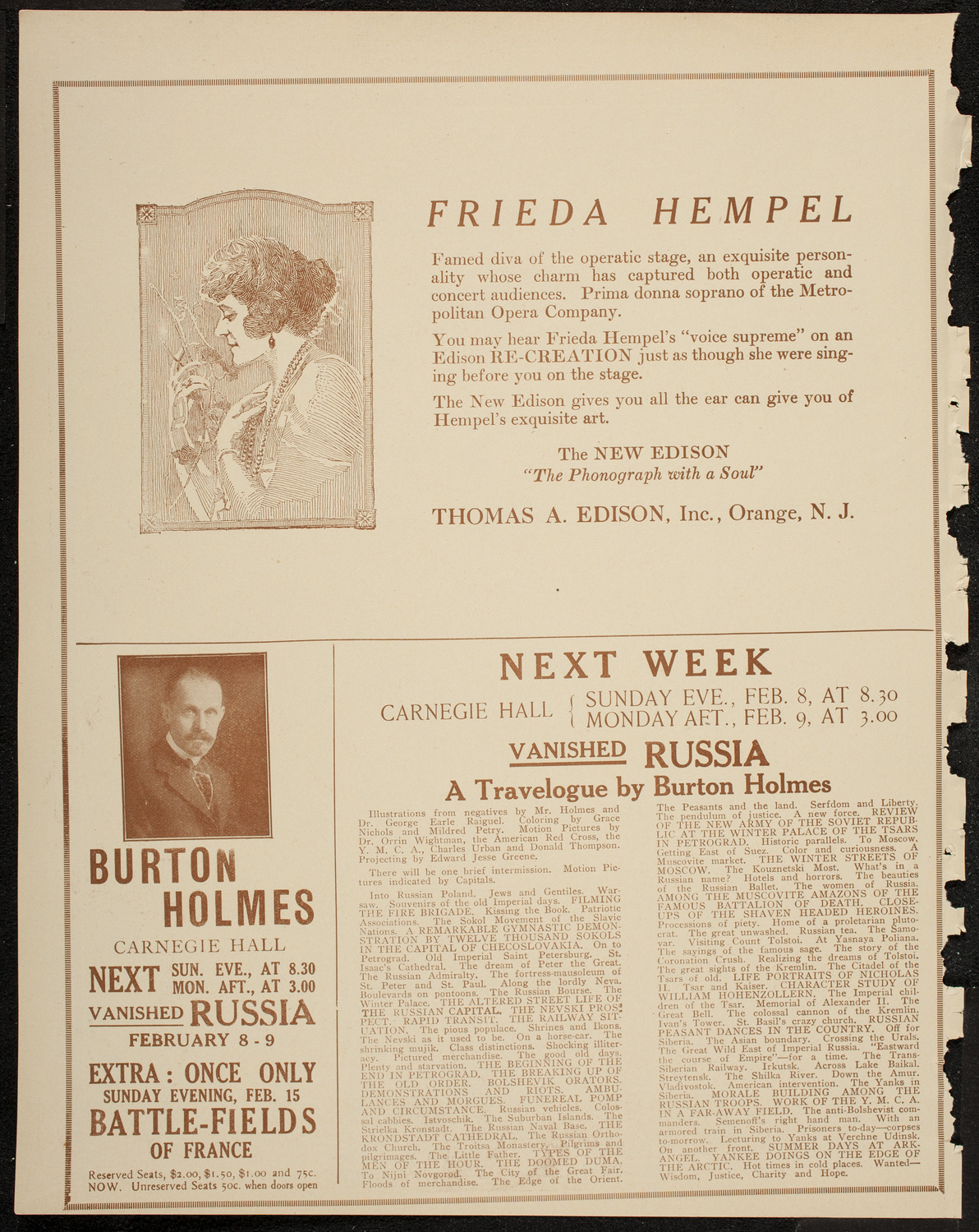 Lecture by Sir Oliver Lodge, February 2, 1920, program page 2