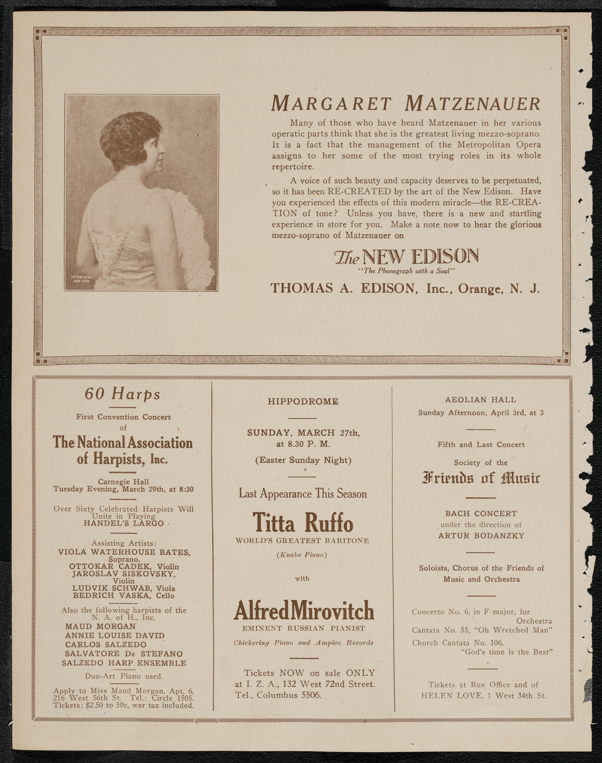 Josef Hofmann, Piano, March 20, 1921, program page 2