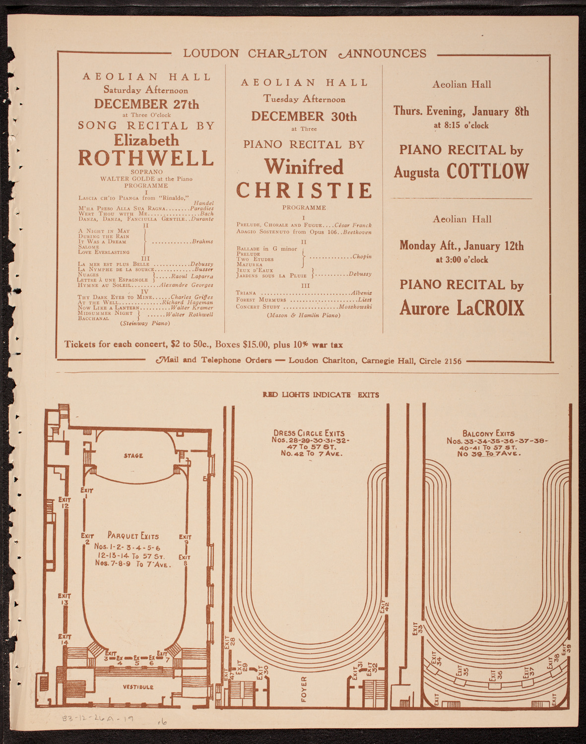 New Symphony Orchestra, December 26, 1919, program page 11