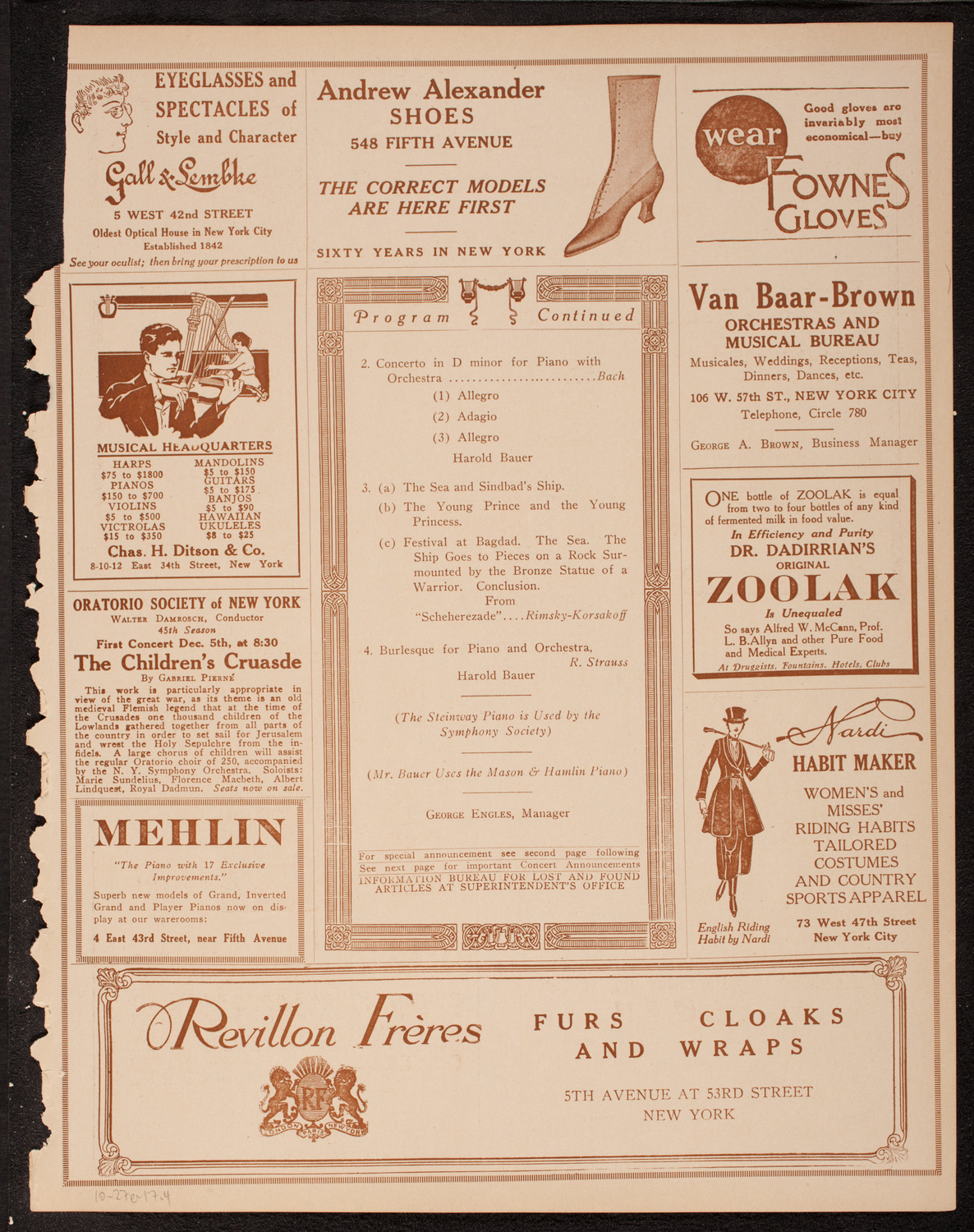 New York Symphony Orchestra, October 27, 1917, program page 7