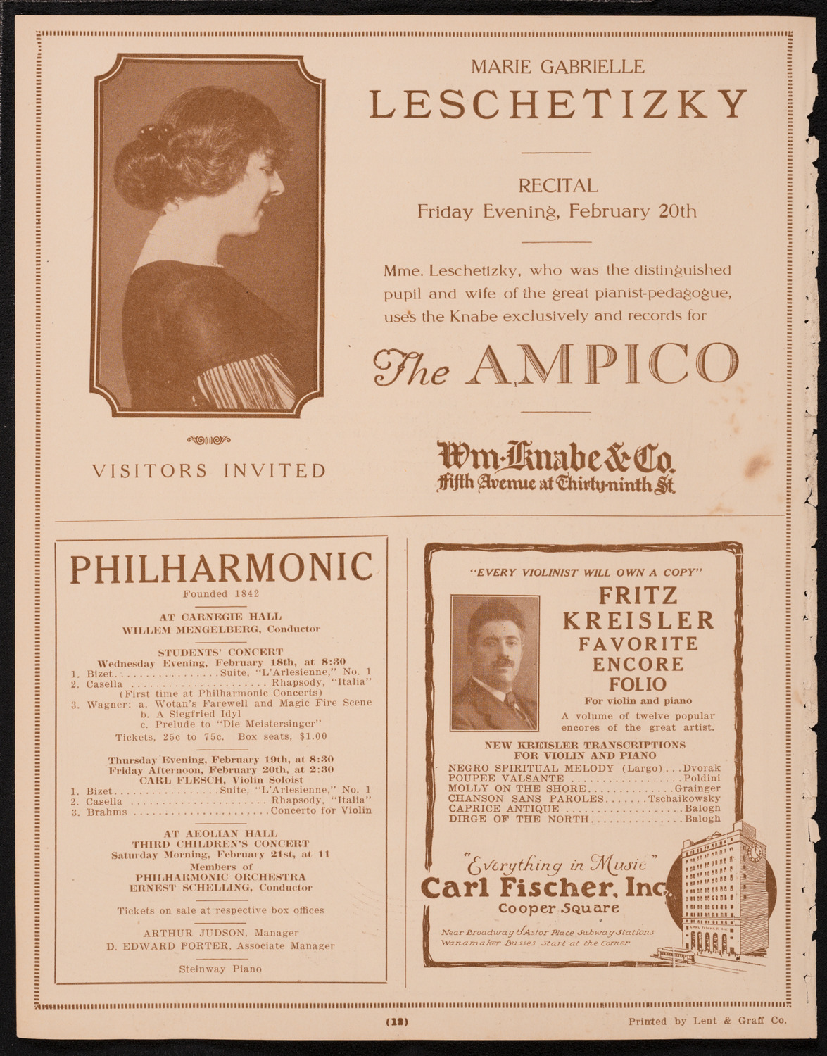 Philadelphia Orchestra, February 17, 1925, program page 12