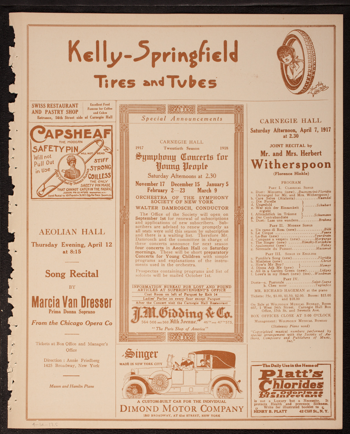 People's Symphony Concert, April 1, 1917, program page 9