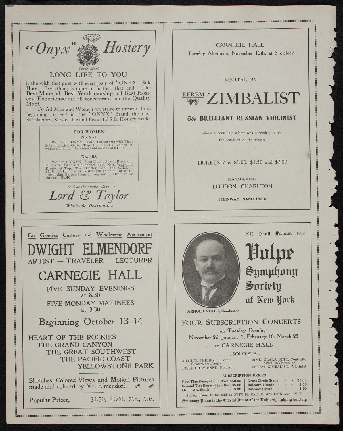Elmendorf Lecture: The Heart of the Rocky Mountains, October 14, 1912, program page 8
