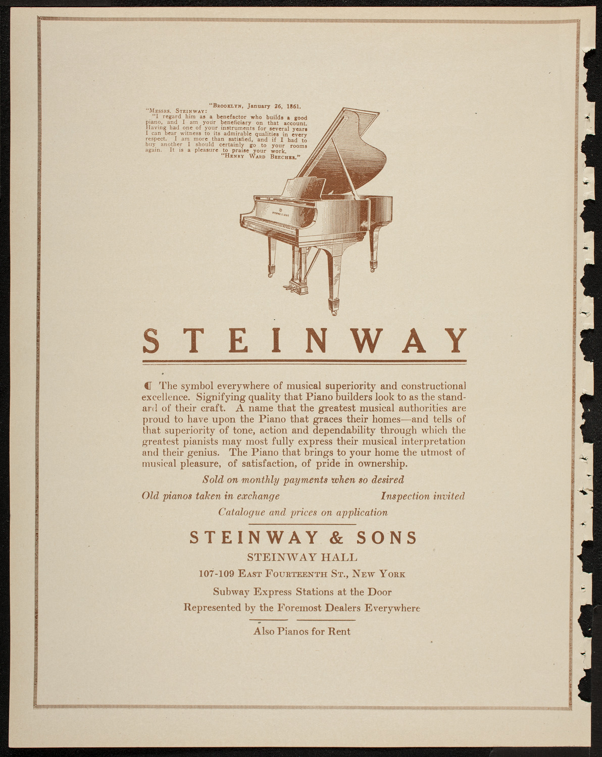 Alfred Cortot, Piano, with the New York Symphony Orchestra, February 19, 1920, program page 4