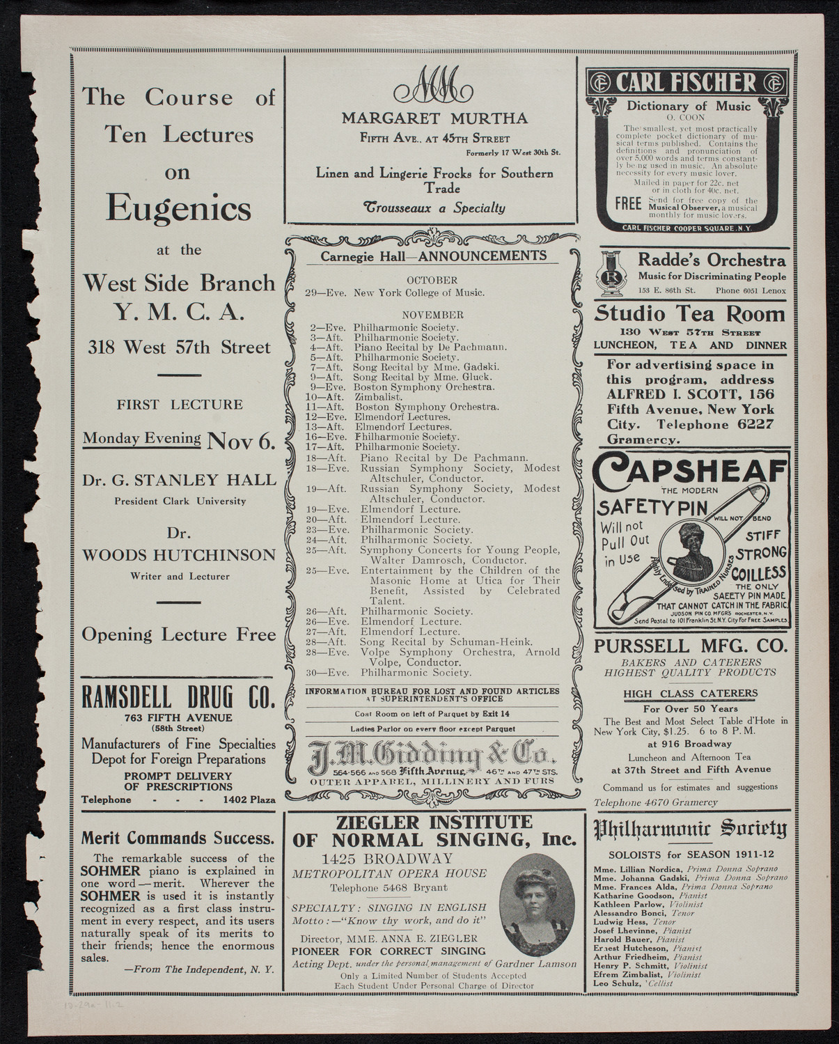 David Bispham, Baritone, October 29, 1911, program page 3