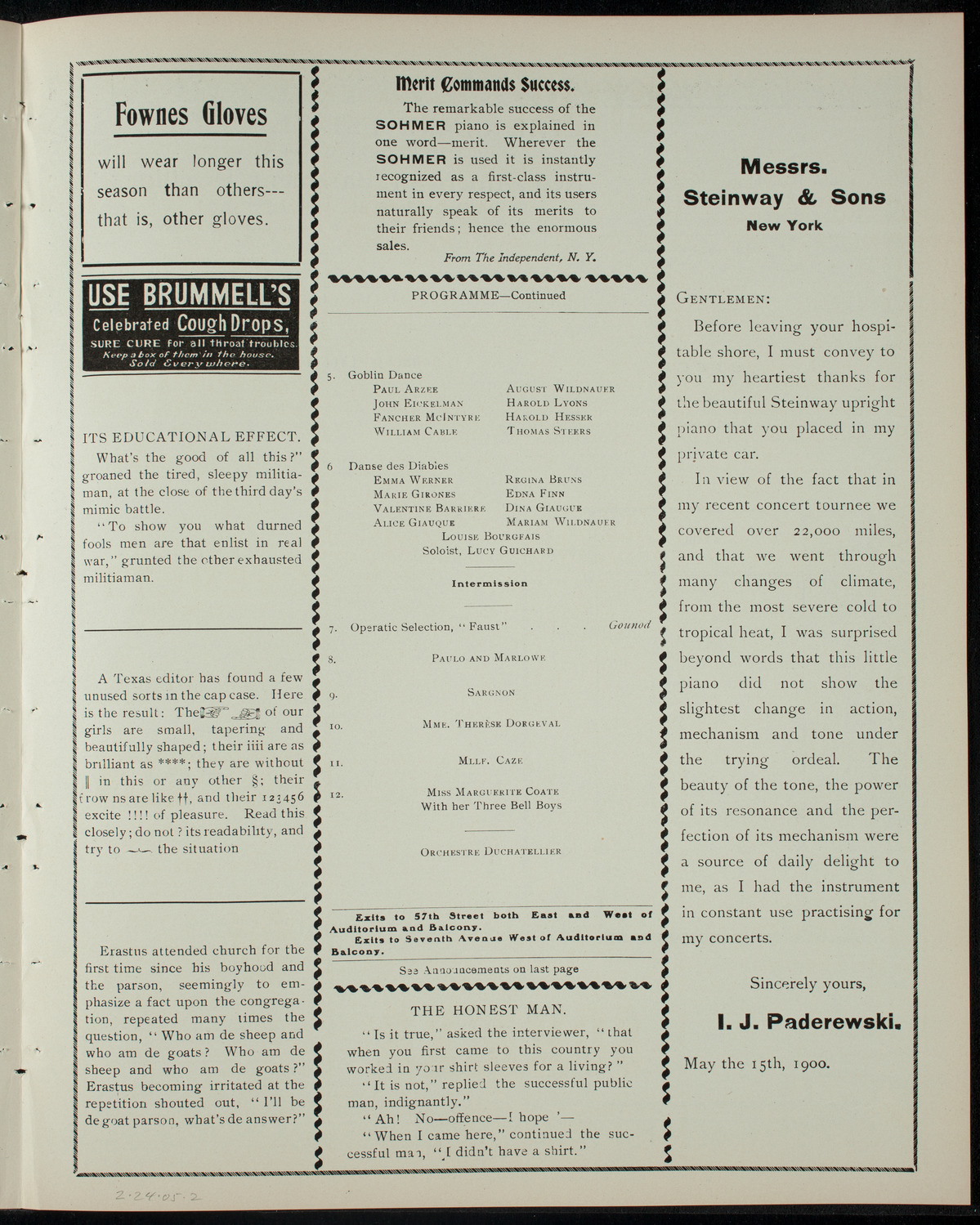 Soireee given by Juliette Caze, February 24, 1905, program page 3