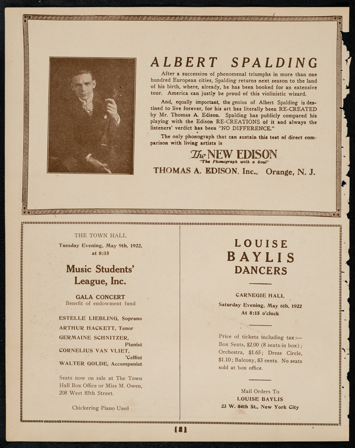 Leopold Godowsky, Piano, May 3, 1922, program page 2