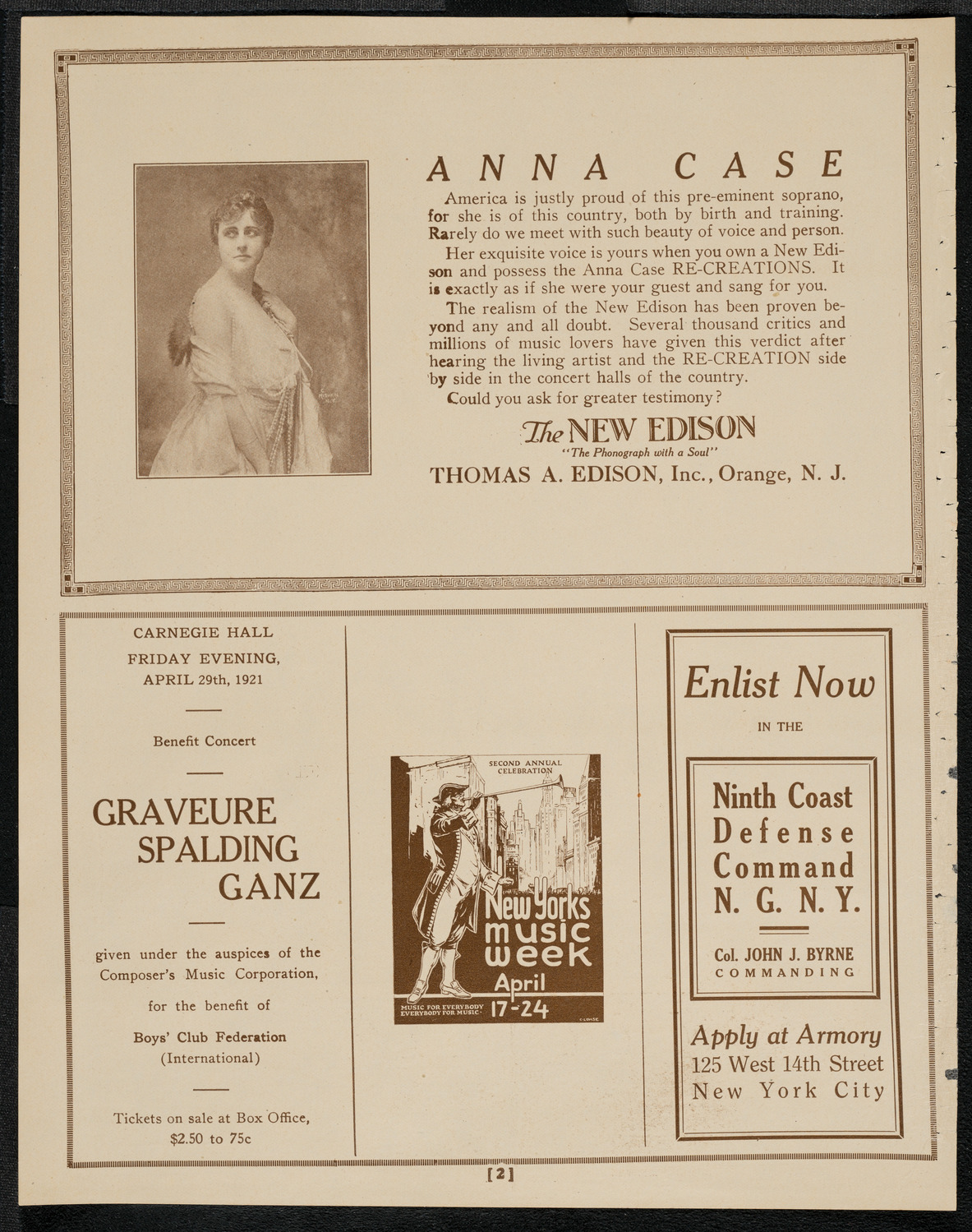 National Symphony Orchestra, April 16, 1921, program page 2