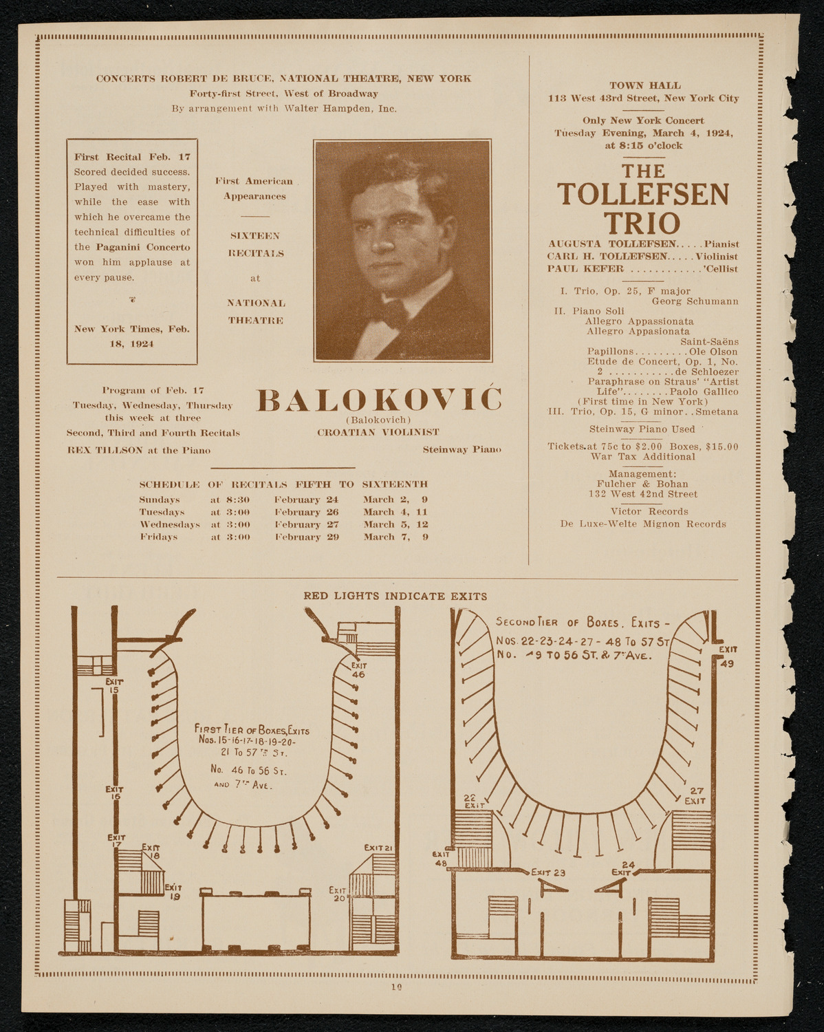 New York Philharmonic, February 24, 1924, program page 10